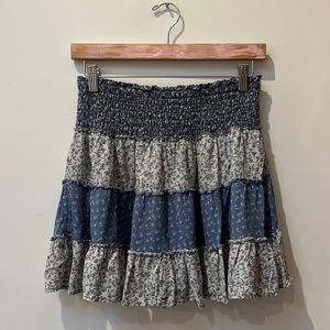 American Eagle Blue/White Floral Boho Style Skirt,Size Small